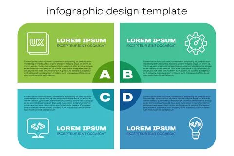 Set line Front end development, UI or UX design, and Website statistic. Business Stock Illustration