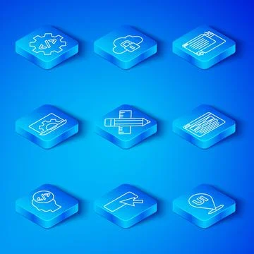 Set line Front end development, Crossed ruler and pencil, UI or UX design, Web 스톡 일러스트