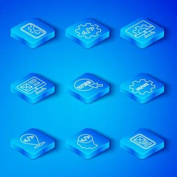 Set line Front end development, Web and graphic design, UI or UX, and icon Stock Illustration