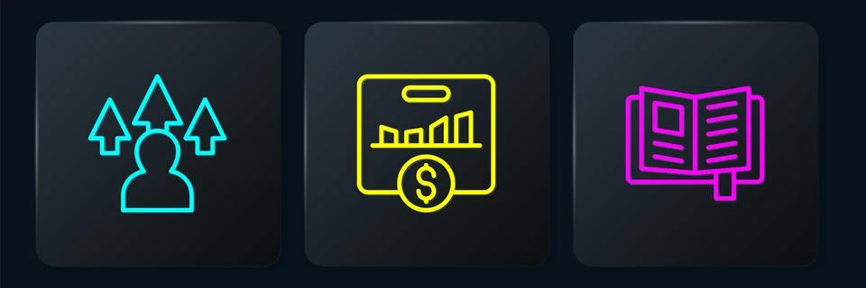 Set line Front end development, Reading book and Key performance indicator... Stock Illustration