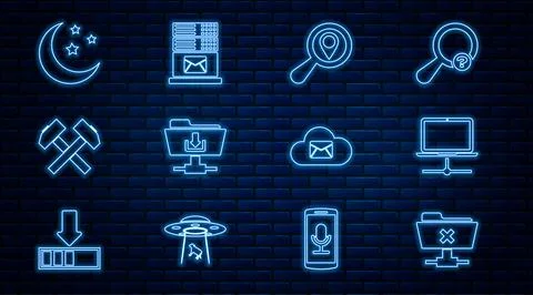 Set line FTP cancel operation, Computer network, Search location, folder Stock Illustration