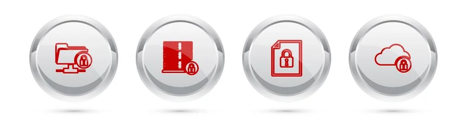 Set line FTP folder and lock, Server security with, Document and Cloud computing Illustrazione stock