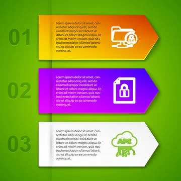 Set line FTP folder and lock, Document, Cloud api interface and Smartphone with Stock Illustration