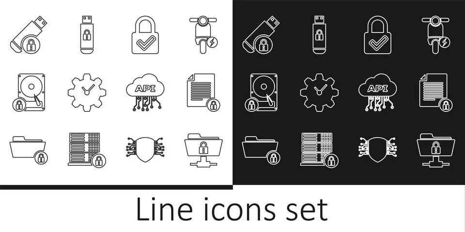 Set line FTP folder and lock, Document, Lock check mark, Time Management, Hard Stock Illustration