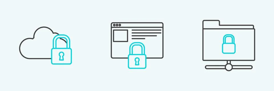 Set line FTP folder and lock, Cloud computing and Secure your site with HTT.. 库存插图