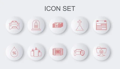 Set line FTP folder upload, Paper money dollars cash, Car protection or Stock Illustration