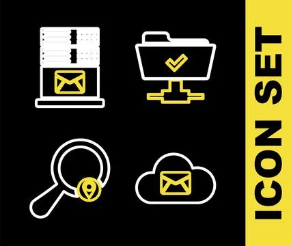 Set line FTP operation successful, Cloud mail server, Search location and Mai Stock Illustration