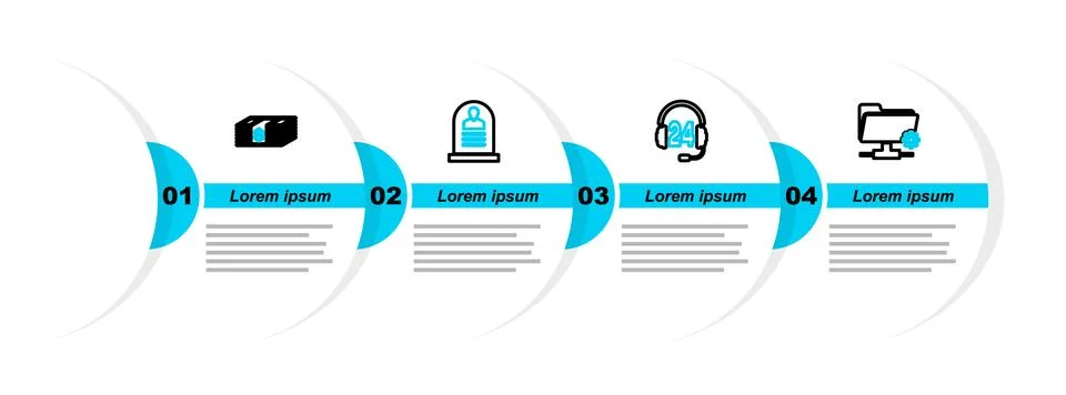 Set line FTP settings folder, Headphone for support, Tombstone with RIP wri.. Stock Illustration