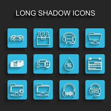 Set line FTP sync refresh, folder, Cars, Headphone and sound waves, for support Stockillustratie