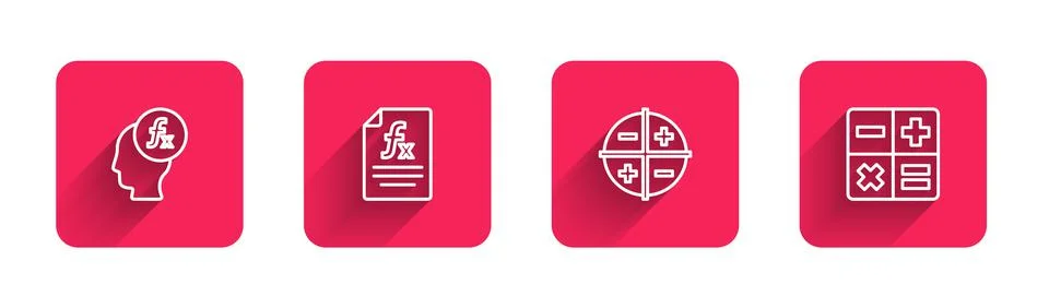 Set line Function mathematical symbol, , XYZ Coordinate system and Calculator Stock Illustration