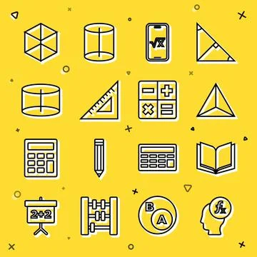 Set line Function mathematical symbol, Open book, Geometric figure Tetrahedron 스톡 일러스트