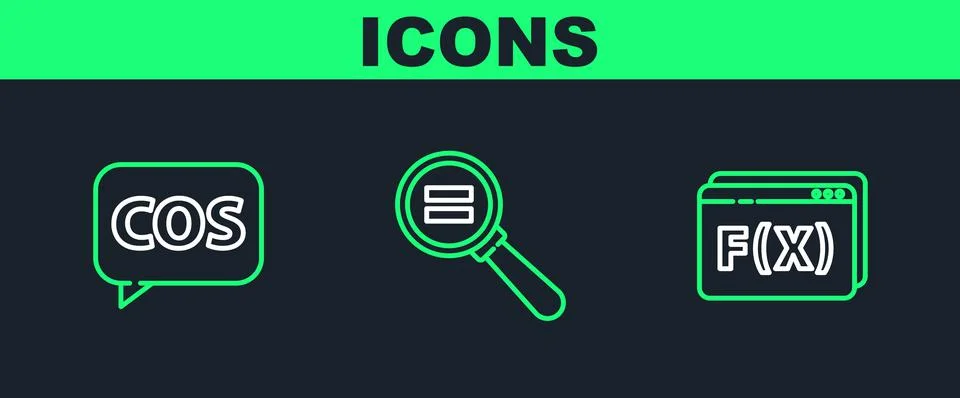 Set line Function mathematical symbol, Mathematics function cosine and Stock Illustration