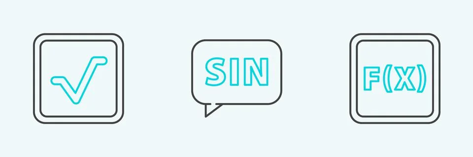 Set line Function mathematical symbol, Square root and Mathematics function s Stock Illustration