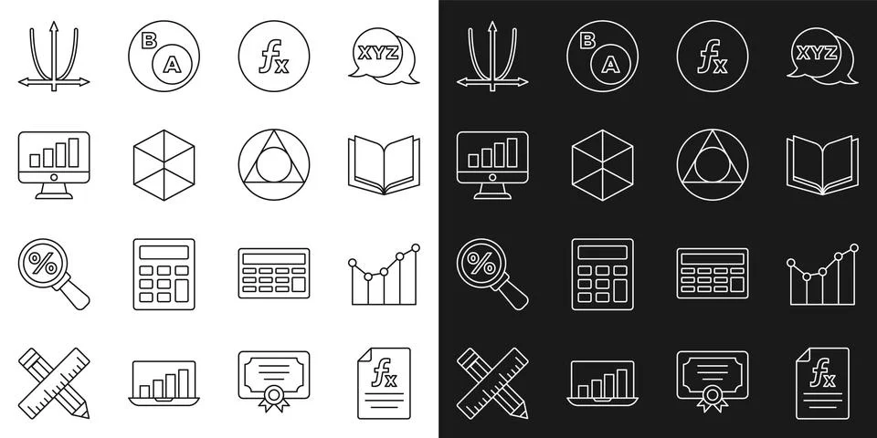 Set line Function mathematical symbol, Graph, schedule, chart, diagram, Ope.. Stock Illustration