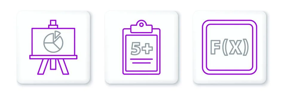 Set line Function mathematical symbol, Chalkboard with diagram and Test or .. Stock Illustration