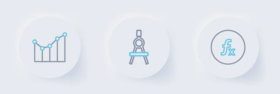 Set line Function mathematical symbol, Drawing compass and Graph, schedule,.. Stock Illustration