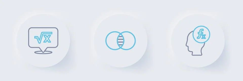 Set line Function mathematical symbol, Mathematics sets A and B and Square .. Stock Illustration