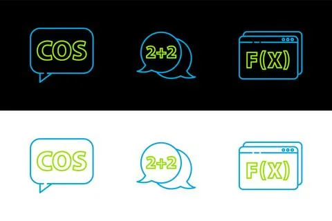 Set line Function mathematical symbol, Mathematics function cosine and Equa.. Illustrazione stock