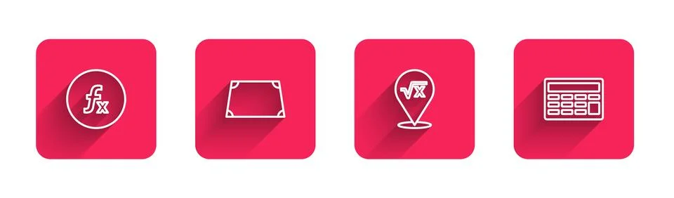 Set line Function mathematical symbol, Acute trapezoid shape, Square root o.. Stock Illustration