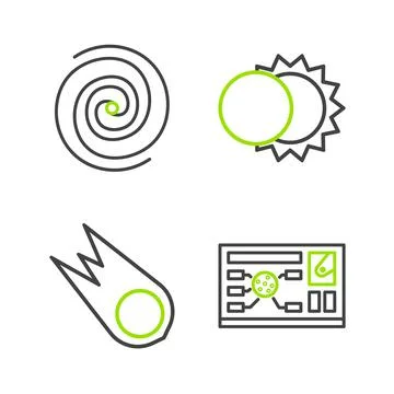 Set line Futuristic hud interface, Comet falling down fast, Eclipse of the su Stockillustratie