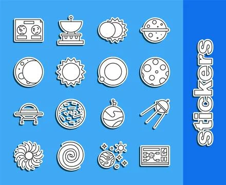 Set line Futuristic hud interface, Satellite, Moon, Eclipse of the sun, Sun.. 스톡 일러스트