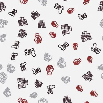 Set line Futuristic weapon, Speech bubble chat, Humanoid robot and Smart glasses Stock Illustration