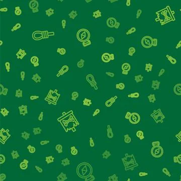 Set line Gallows rope loop hanging, Pirate flag and Compass on seamless pattern Illustrazione stock