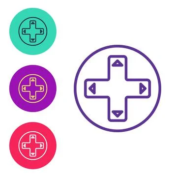 Set line Game controller or joystick for game console icon isolated on white Stock Illustration