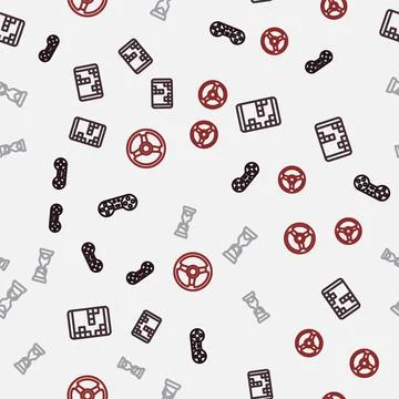 Set line Game controller or joystick, Portable video game console, Old hourglass Stock Illustration