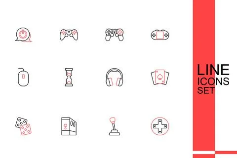 Set line Game controller or joystick Gear shifter Case of computer dice Playi 스톡 일러스트