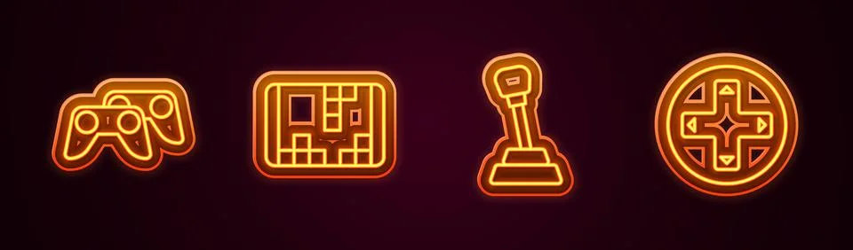 Set line Game controller or joystick, Portable video game console, Gear shi.. 库存插图