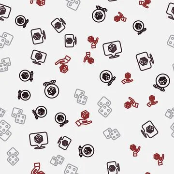 Set line Game dice, and on seamless pattern. Vector Stock Illustration