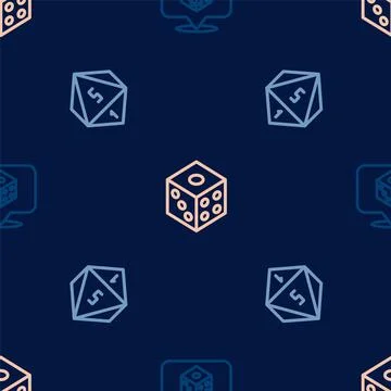 Set line Game dice, and on seamless pattern. Vector 스톡 일러스트