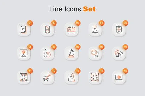 Set line Game dice, Board game, Chip for board, Classic dart and arrow, Bac.. Stock Illustration