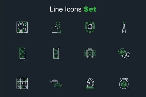 Set line Game dice Chess Checker game chips Bingo card Table football Domino  Stock Illustration