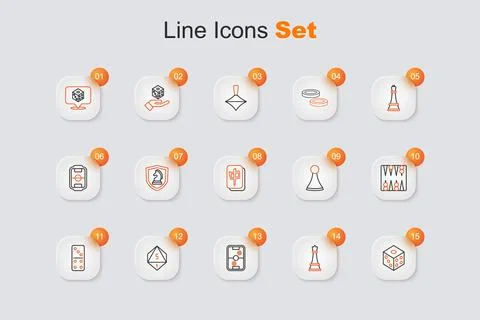 Set line Game dice, Chess, Air hockey table, Domino, Backgammon board, Chip.. Illustrazione stock