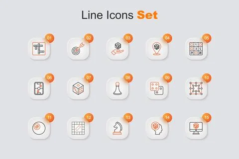 Set line Game dice, Chess, Board game, Billiard pool snooker ball,  and paw.. イラスト素材