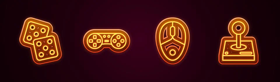 Set line Game dice, controller or joystick, Computer mouse and Joystick for 스톡 일러스트