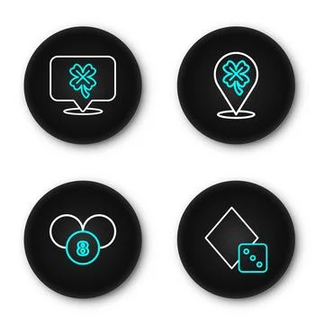 Set line Game dice, Lottery ball on bingo card, Casino slot machine with cl.. Stock Illustration