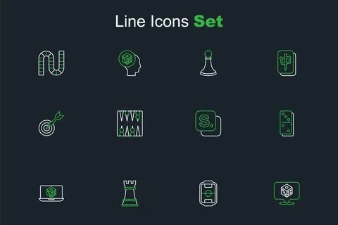 Set line Game dice, Table football, Chess, Domino, Bingo, Backgammon board .. Illustrazione stock