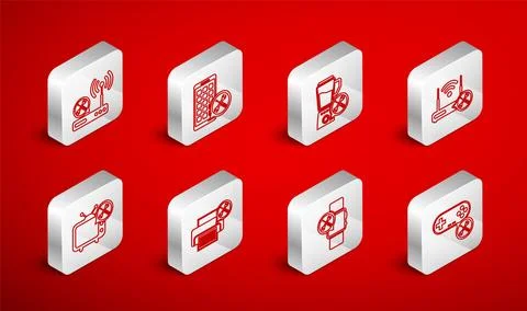 Set line Gamepad service, Mobile Apps, Blender, Router wi-fi with, Smartwat.. Stock Illustration