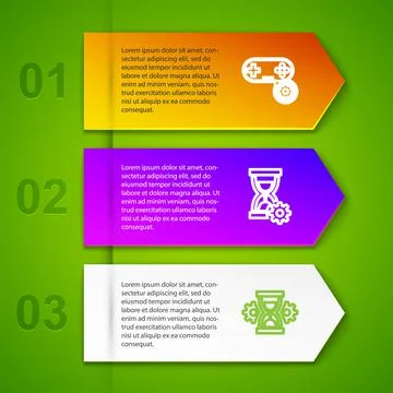 Set line Gamepad setting, Hourglass, and Air conditioner. Business infographic 스톡 일러스트