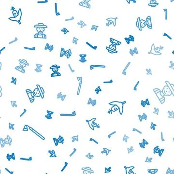 Set line Garden hoe, Corn and Farmer in the hat on seamless pattern. Vector Illustrazione stock