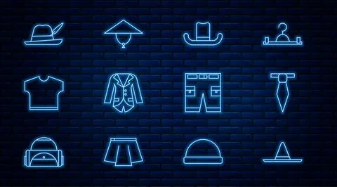 Set line Gardener worker hat, Tie, Man, Blazer jacket, T-shirt, Oktoberfest Stock Illustration