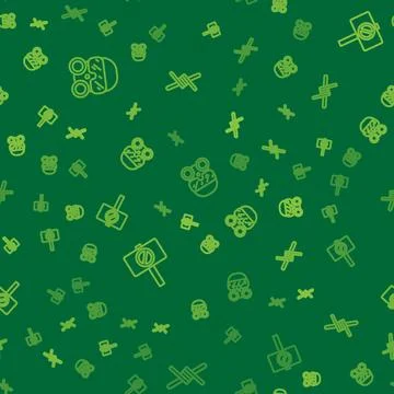 Set line Gas mask, Protest and Barbed wire on seamless pattern. Vector Illustrazione stock