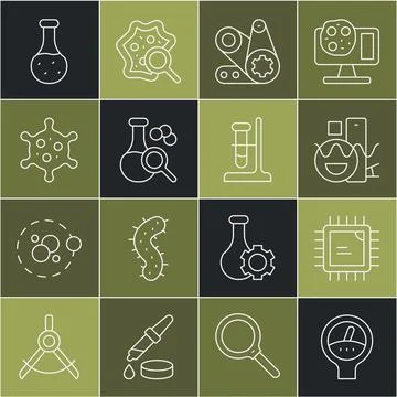 Set line Gauge scale, Processor CPU, Basic geometric shapes, Timing belt ki.. Stockillustratie