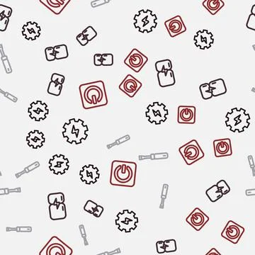 Set line Gear and lightning, Refrigerator, Screwdriver and Power button on Stock Illustration