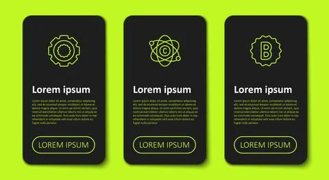 Set line Gear, Atom and Exam paper with incorrect answers. Business infographic 스톡 일러스트
