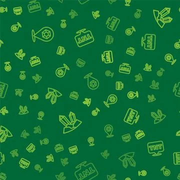 Set line Gem stone,  and Dynamite on seamless pattern. Vector Stock Illustration
