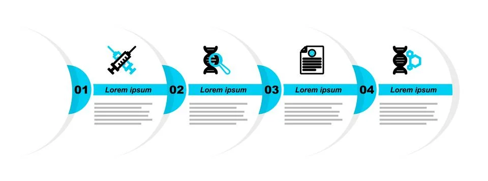 Set line Genetic engineering, Clinical record, DNA research, search and Cro.. Stock Illustration
